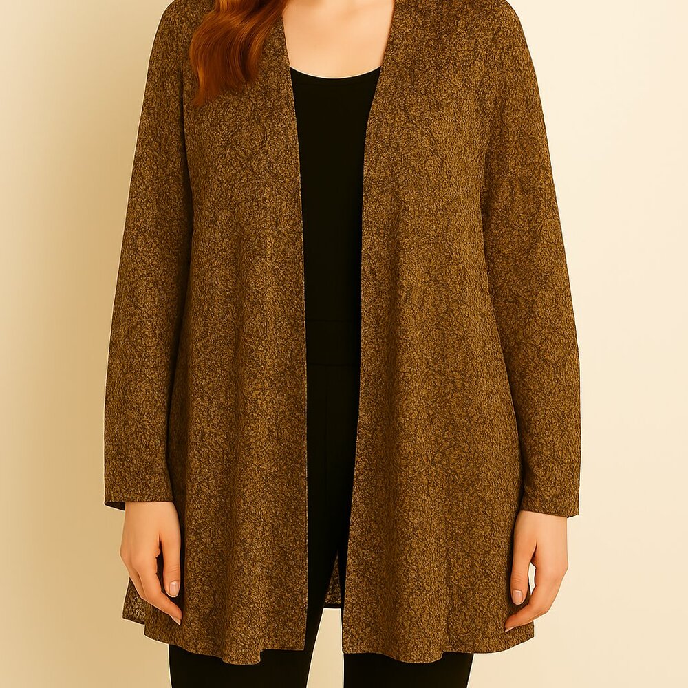 Michel Antoni Collection gold metallic knit open cardigan Size 18W